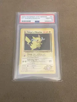PSA 10 GEM MT 2000 Pokemon Gym Heroes Lt. Surge's Pikachu 081/132 - Image 2