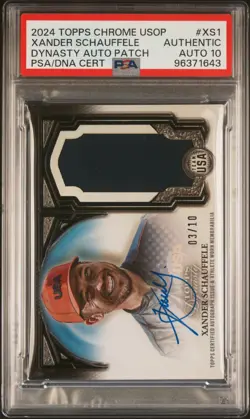 2024 TOPPS CHROME XANDER SCHAUFFELE DYNASTY PSA 10 AUTO PATCH #03/10 #DPA-XS1 - Image 1