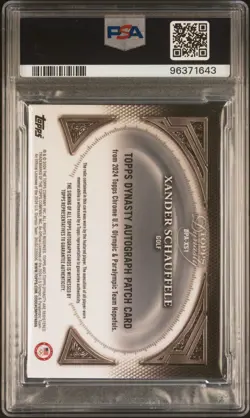 2024 TOPPS CHROME XANDER SCHAUFFELE DYNASTY PSA 10 AUTO PATCH #03/10 #DPA-XS1 - Image 2