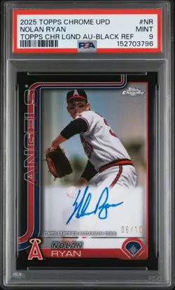 Topps Chrome Upd 2025 Nolan Ryan #CLA-NR Legend Auto Black Refractor /10 PSA 9 - Image 1