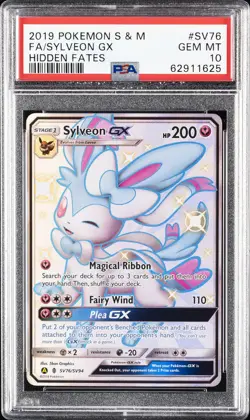 2019 POKEMON SUN & MOON HIDDEN FATES #SV76 FULL ART/SYLVEON GX PSA 10 - Image 1