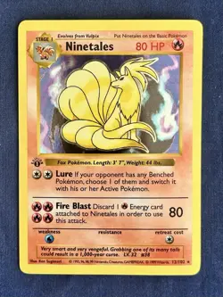 1999 Pokemon Ninetales 1st Edition Shadowless Base Set Holo Rare 12/102 - Image 1