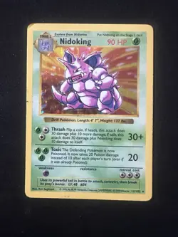 Pokemon Nidoking TCG Base Set Holo Shadowless Rare Card 11/102 - Image 1