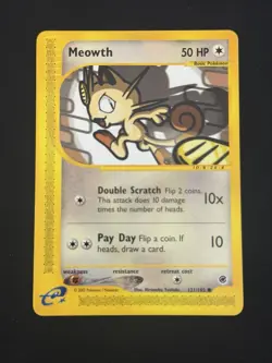Pokemon Meowth Card 121/165 Expedition Base Set, Vintage 2002 E-Reader - Image 1