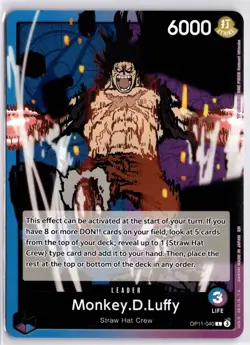 OP11-040 Monkey.D.Luffy Leader English One Piece TCG Card OP11 A Fist Of Divine - Image 1