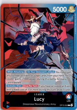 One Piece English Lucy OP15-002 Leader Trading Card TCG - Image 1