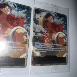2 CARTES ONE PIECE -PROMO P-075 MONKEY.D.LUFFY JAPAN EXPO PROMO GOLD FOIL FRENCH - Image 3