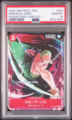PSA 10 GEM MINT ONE PIECE JAPANESE 2023 RORONOA ZORO ST01-013 Promotion - Image 1