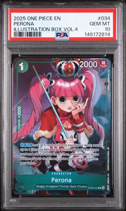 2025 ONE PIECE PROMOS ILLUSTRATION BOX VOL.4 #034 PERONA PSA 10 - Image 1