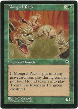 Magic the Gathering x4 Mongrel Pack Tempest Green Rare Creature NM - Image 1