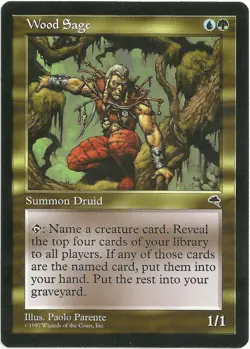 Magic the Gathering x1 Wood Sage Tempest Rare Multicolored Creature NM - Image 1