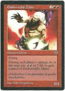 Magic the Gathering x1 Emberwilde Djinn Mirage Red Rare Creature NM - Image 1