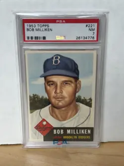 1953 Topps Bob Milliken #221 PSA 7 NM - Image 1