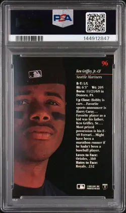 1993 Studio Ken Griffey Jr. #96 PSA 10 GEM MT Seattle Mariners HOF MVP - Image 2
