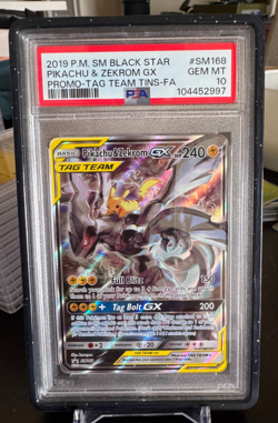 2019 POKEMON SM BLACK STAR PROMO #SM168 FULL ART/PIKACHU & ZEKROM GX PSA 10 - Image 1