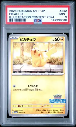 2025 POKEMON JAPANESE SV-P PROMO ILLUSTRATION CONTEST 2024 #242 PIKACHU PSA 9 - Image 1