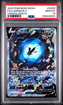 2023 POKEMON SWORD AND SHIELD CROWN ZENITH #GG39 FA/LUMINEON V PSA 10 - Image 1