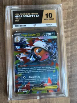 Pokemon TCG Mega Scrafty EX 135/217 Double Rare NM Ace 10 Graded - Image 1