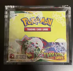 Pokemon TCG Evolving Skies Booster Box FACTORY SEALED W/ Acrylic Case - Image 1