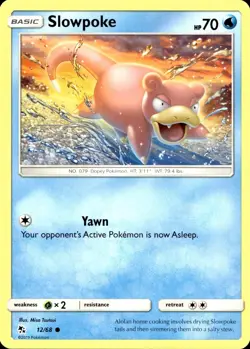 SLOWPOKE 12/68 Pokemon Card Hidden Fates Near Mint - Image 1