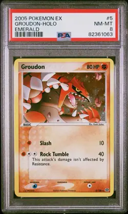 PSA 8 2005 Pokemon TCG EX Emerald Groudon 5/106 Holo Rare English - Image 1