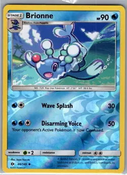 Brionne 40/149 Reverse Holo SM Base Set - Pokemon Card - NM - Image 1
