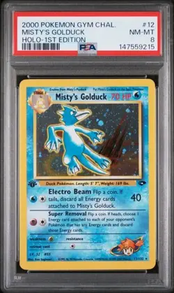 Pokemon TCG Misty's Golduck Gym Challenge 12 Holo 1st Edition Holo Rare PSA 8 - Image 1