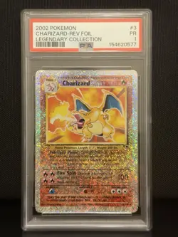 2002 Pokemon Legendary Collection Charizard Reverse Holo #3 PSA 1 - Image 1