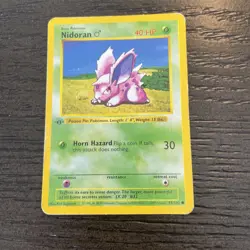 1st edition Shadowless Nidoran Pokemon Card Base Set 55/102 40 HP - Image 1