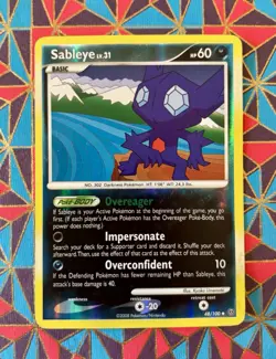 Pokemon TCG Sableye 48/100 Stormfront Reverse Holo Uncommon 2008 Eng Basic 60HP - Image 1