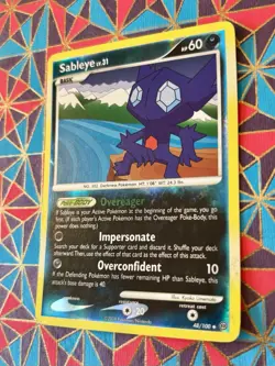 Pokemon TCG Sableye 48/100 Stormfront Reverse Holo Uncommon 2008 Eng Basic 60HP - Image 2