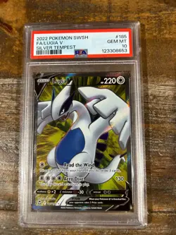POKEMON 2022 SWSH Silver Tempest Full Art LUGIA V #185 PSA 10 Gem Mint RARE - Image 1