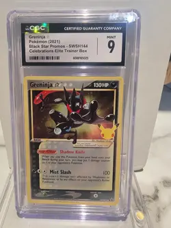 2021 Pokemon Greninja SWSH144 Celebrations ETB Black Star Promo CGC 9 Mint - Image 1