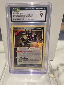 2021 Pokemon Greninja SWSH144 Celebrations ETB Black Star Promo CGC 9 Mint - Image 1