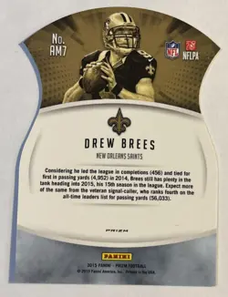 2015 Prizm Drew Brees Saints Air Marshals Silver Prizm Parallel Insert Card #AM7 - Image 2