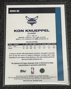 2025 Topps Chrome- Kon Knueppel Silver 45th Anniversary On Card Auto #80CR2-KK - Image 2