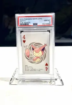 PSA 10 - 2012 POKEMON WHITE 2 PLAYING CARDS 4 OF HEARTS SKITTY - Image 1