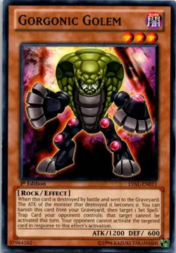 Gorgonic Golem LVAL-EN011 Yu-Gi-Oh! Card Light Play 1st Edition - Image 1
