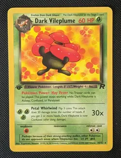 1st Edition Dark Vileplume 30/82 Team Rocket Set Non Holo Pokemon Card WOTC TCG - Image 1