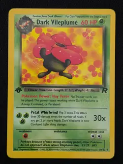 1st Edition Dark Vileplume 30/82 Team Rocket Set Non Holo Pokemon Card WOTC TCG - Image 1