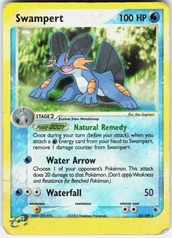Swampert 23/109 Rare Ruby & Sapphire Pokemon Reverse Holo Damaged - Image 1