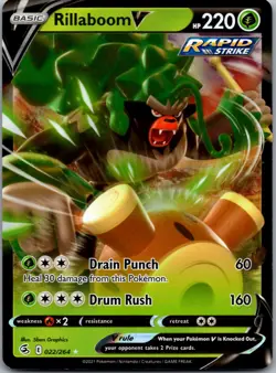 Rillaboom V 022/264 Holo V Rare Fusion Strike Pokemon Near Mint - Image 1