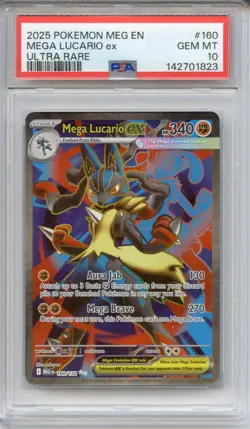 PSA 10 Mega Lucario ex 160/132 Ultra Rare Pokemon Mega Evolution GEM MT - Image 1