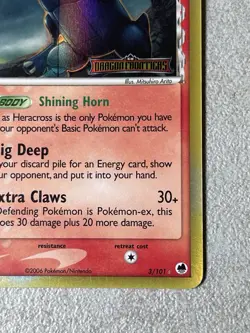 Pokemon EX Dragon Frontiers Heracross 3/101 Holo Stamped With Printing ERROR - Image 5