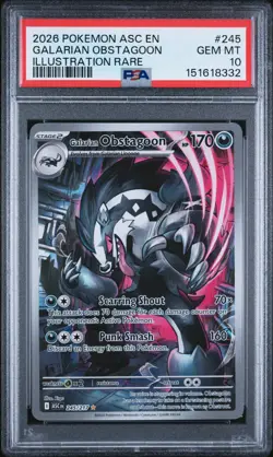 2026 POKEMON ASC EN-ASCENDED HEROES ILLUSTRATION RARE GALARIAN OBSTAGOON PSA 10 - Image 1