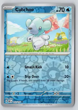 Cubchoo 053/197 Common Obsidian Flames Reverse Holo Near Mint - Image 1