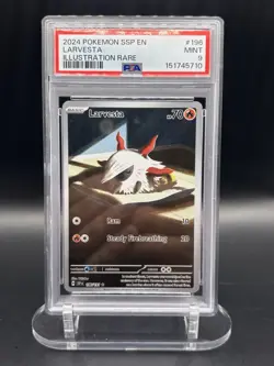 2024 POKEMON SSP EN-SURGING SPARKS ILLUSTRATION RARE #196 LARVESTA PSA 9 - Image 1