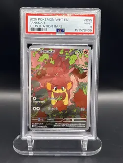 2025 POKEMON WHT EN-WHITE FLARE ILLUSTRATION RARE #099 PANSEAR PSA 9 - Image 1