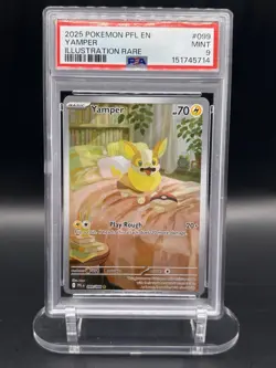 2025 POKEMON PFL EN-PHANTASMAL FLAMES ILLUSTRATION RARE #099 YAMPER PSA 9 - Image 1