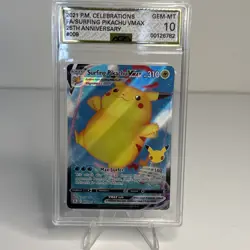 Pokemon Celebrations Surfing Pikachu VMAX PSA 10 Gem Mint Holo Rare Card 009/025 - Image 1